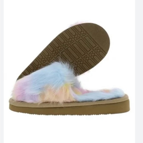 Minnetonka Lyla Slipper Rainbow Fuzzy Unicorn NEW - Picture 4 of 15